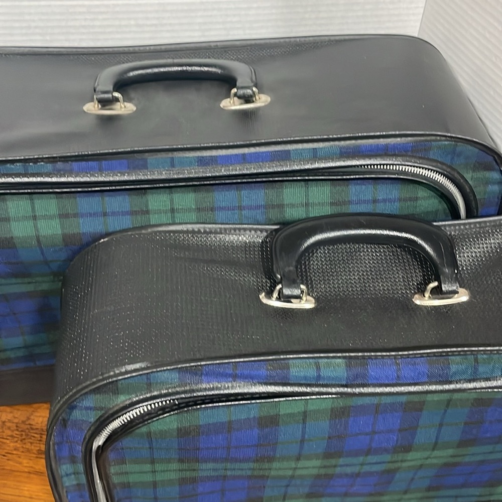 Vintage tartan print luggage bundle - Picture 2 of 4